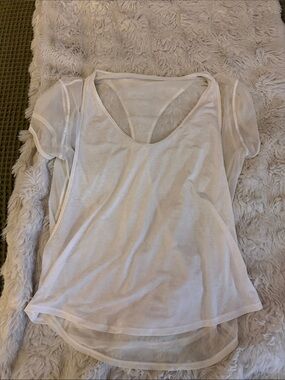 lululemon athletica White Sheer-Sleeve Scoop Neck Tee
